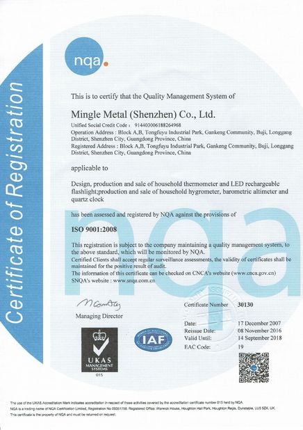 China Mingle Development (Shen Zhen) Co., Ltd. Certificações